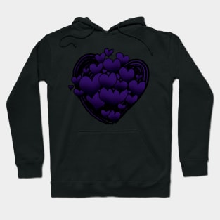 Dark Purple Hearts Patterned Swirl Heart Hoodie